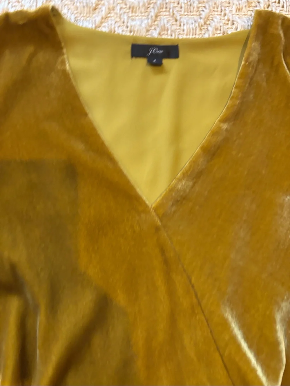 J Crew Velvet Wrap Top in gold